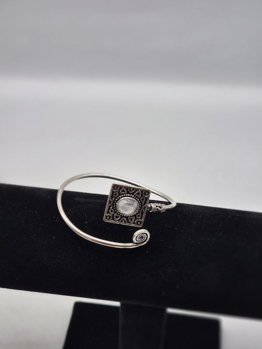 Silver Plated Opening Bracelet Moonstone Elegant Handmade Jewelry