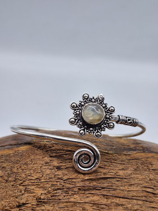 Silver Plated Labradorite Bracelet Open Handmade Jewelry