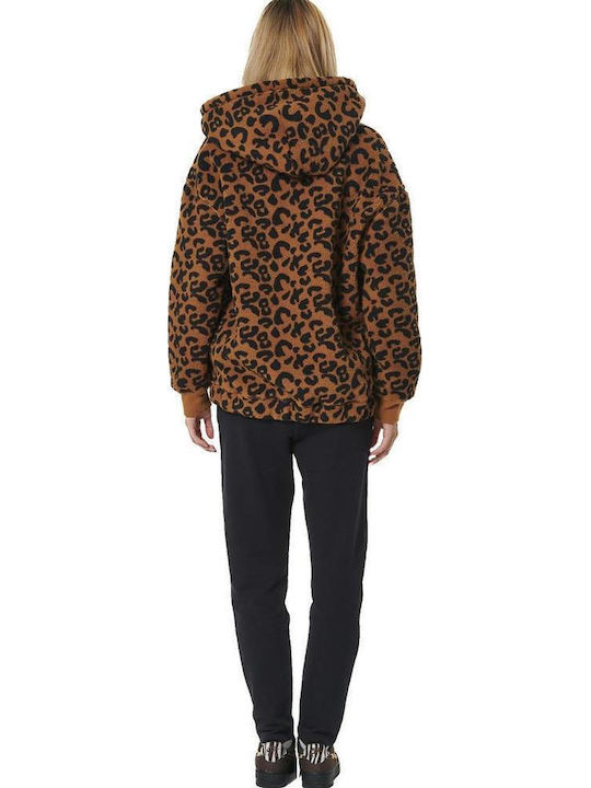 Women's Cardigan with Zipper Ecru