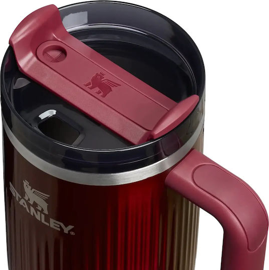 Stanley Quencher H2.O Flowstate Чаша с Дръжка Термос Неръждаема Стомана Без BPA 1.18л Бордо с Сламка и Дръжка