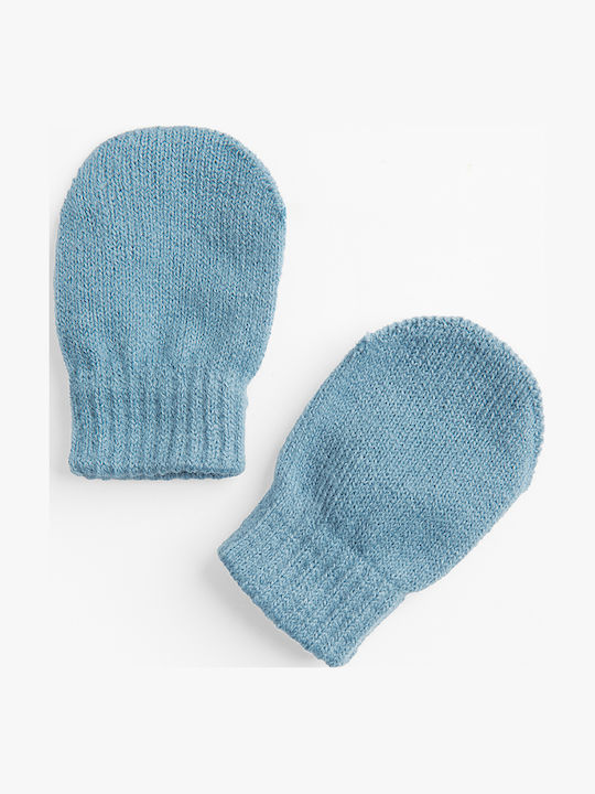 Kids Beanie Set with Gloves Knitted Blue 3pcs