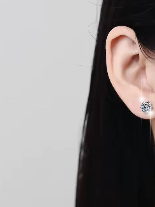 Silver Stud Earrings with Moissanite