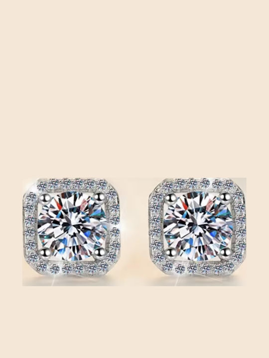Silver Earrings with Moissanite