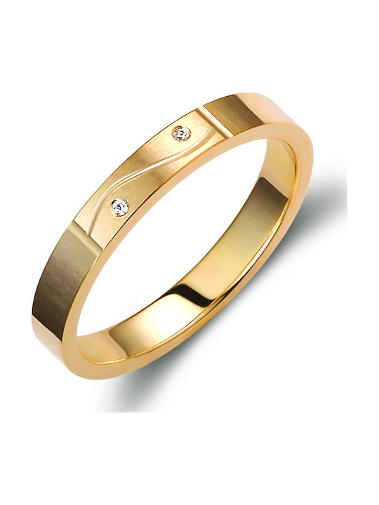 Valauro Βέρες 9κ – 3.00mm Μοντέρνο Σχέδιο & Δύο Ζιργκόν