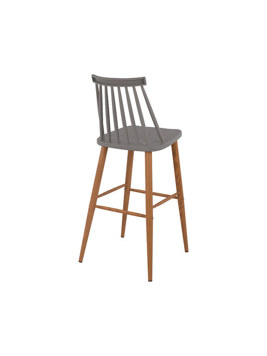 Hocker Bar mit Rückenlehne aus Polypropylen Vanessa Gray 2Stück 43x49x107cm