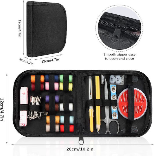 Set Complet De Cusut 94 Piese Ace Colorate Fire Foarfece Ruleta Nasturi Degetar Mini Organizator Pentru Călătorii Și Uz Casnic Onuvio