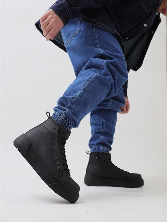Leder Schwarz Herrenstiefel