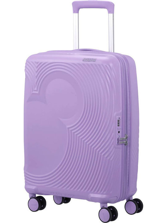 American Tourister Mickey Kids Cabin Hard Suitcase Soft Lilac with 4 Wheels Height 55cm