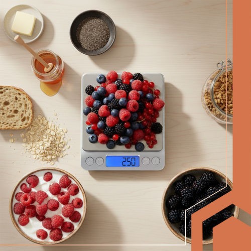 Ruhhy Digitale Küchenwaage mit Eimer bis 2kg Grau