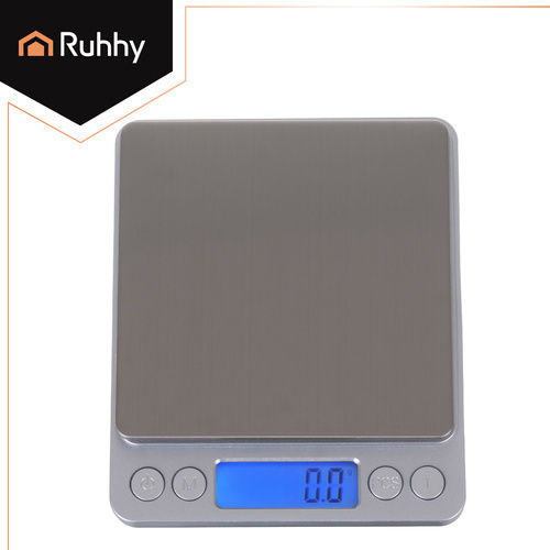 Ruhhy Digitale Küchenwaage mit Eimer bis 2kg Grau
