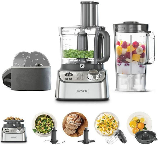 Kenwood 0W22011054 Мултифункционален хранителен процесор 1000W с Купа 3лт и Кана Блендер Сив