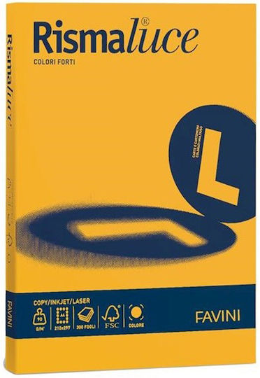 Favini 200 Φύλλα Rismaluce 140g/m2 Κίτρινο Χρυσό 52 21x29,7 A4