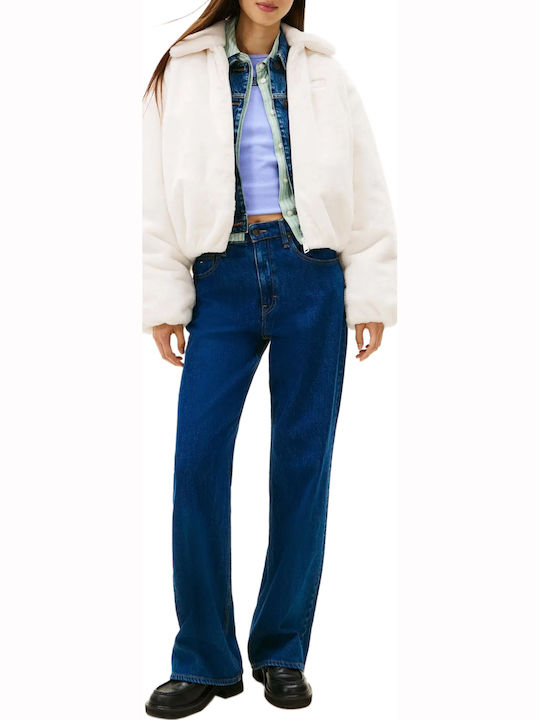 Κοντό Γυναικείο Bomber Jacket Λευκό