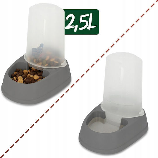 Barry King Automatic Plastic Bowl with Container Food & Water for Dog 2.5lt 13cm in Gray Color