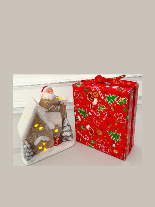Velve Crăciunescă Iluminată Decorativă Scenă Bej 17x15cm.