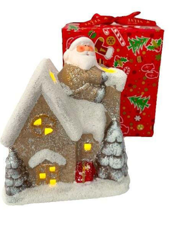 Velve Crăciunescă Iluminată Decorativă Scenă Bej 17x15cm.