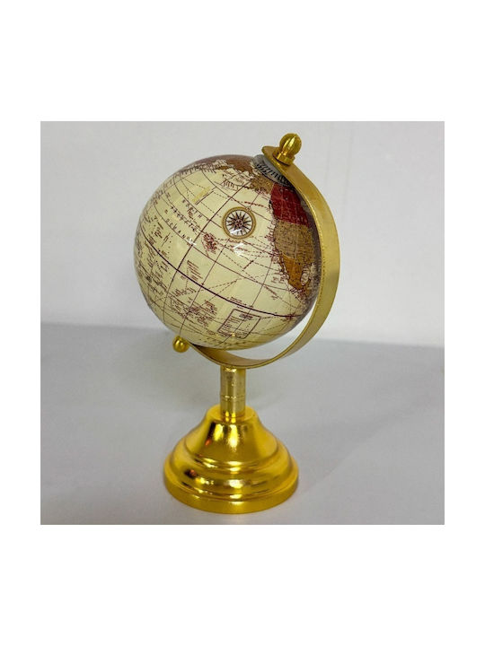 Earth Globe Metal Stand Gold-brown 12x16 Cm