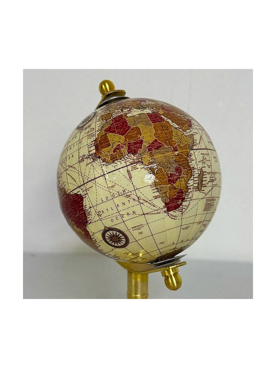 Earth Globe Metal Stand Gold-brown 12x16 Cm