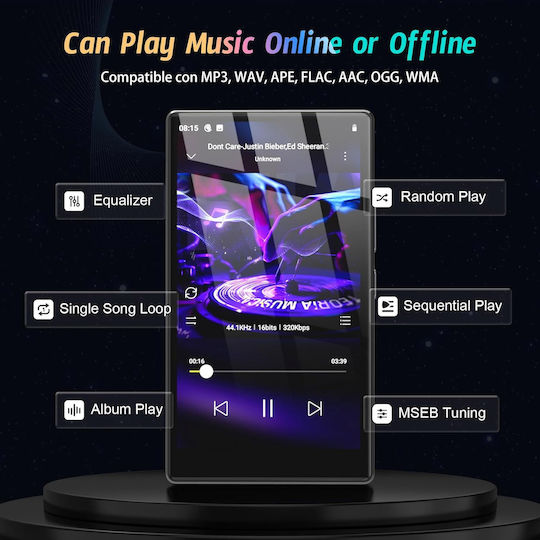 Ahenod G15 MP3 Player (96GB) με IPS Οθόνη Αφής 5" Μωβ
