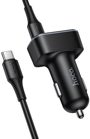Hoco Φορτιστής Αυτοκινήτου 48W με Θύρες: 1xUSB 1xType-C μαζί με Καλώδιο Type-C Μαύρο Χρώμα