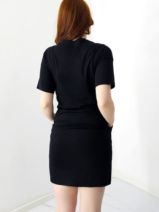 Καλοκαιρινό Mini Φόρεμα Black, Pink