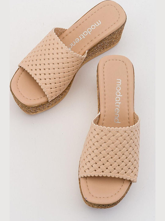 Damenplattformen Beige