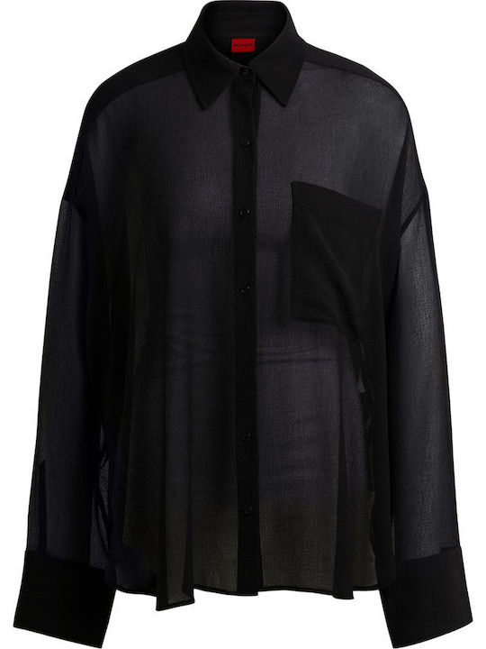 Exifa Langärmelig Damen Hemd Black