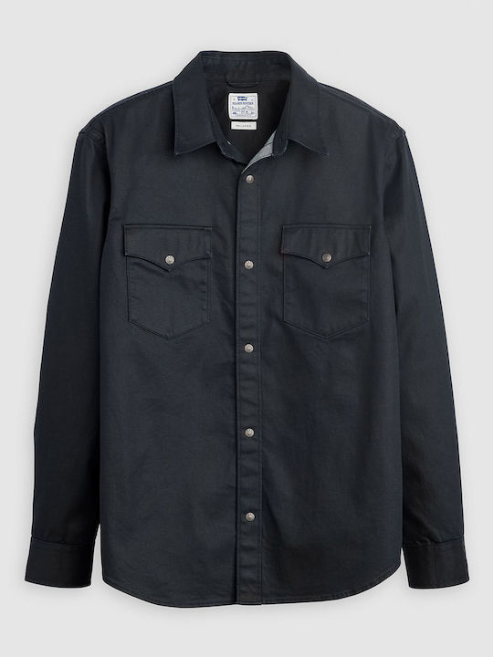 Western Langärmlig Baumwolle Hemd Blue