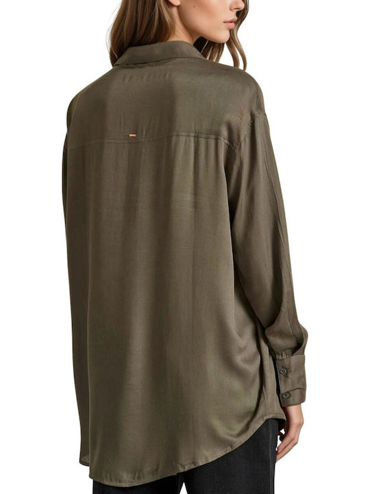 Women's Monochrome Long Sleeve Shirt Green