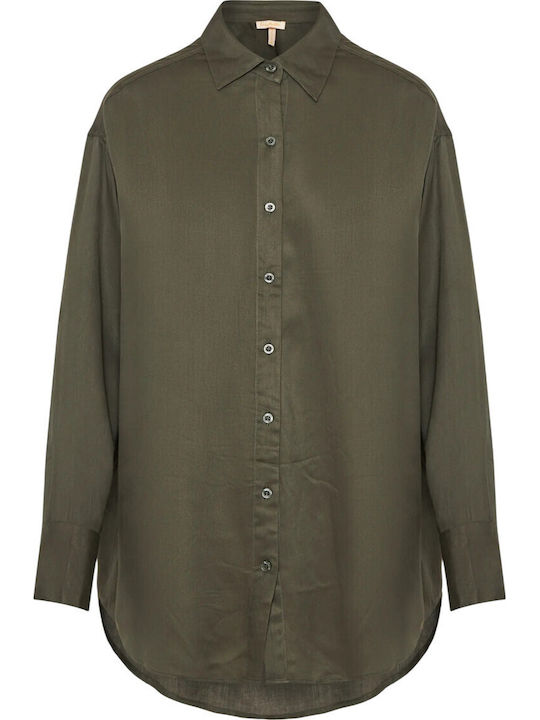 Women's Monochrome Long Sleeve Shirt Green
