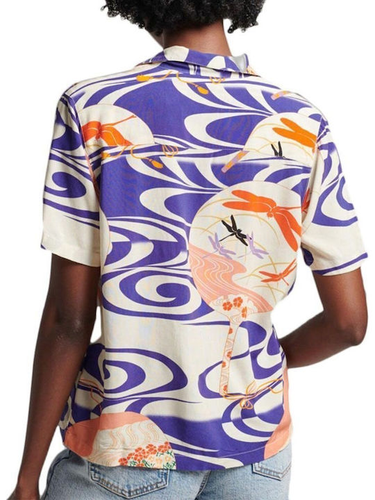 Beach Resort Shirt Κοντομάνικο Γυναικείο Πουκάμισο Multicolored