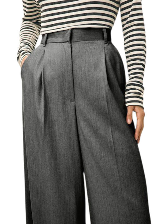 Women's Fabric Trousers Loose Fit Gray