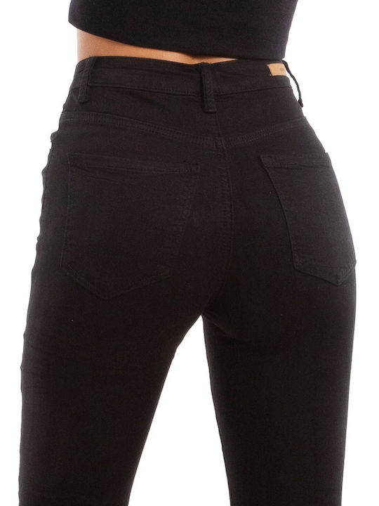 High Waist Women's Jean Trousers Push Up in Skinny Fit Black