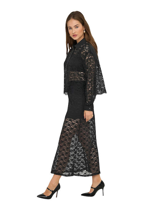 Long Sleeve Women's Shirt Black Floral