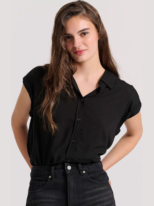 Mâneca scurta Femei Cămașă Negru Monocrom