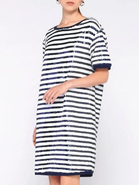 Rochie De Vară Pentru Femei Midi Alb-Albastru