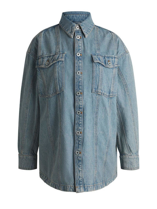 Girvana Women's Long Sleeve Shirt Light Aged Denim