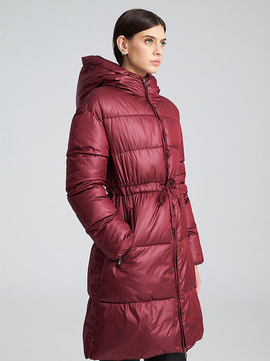 Γυναικείο Puffer Μπουφάν για Χειμώνα Bordeaux