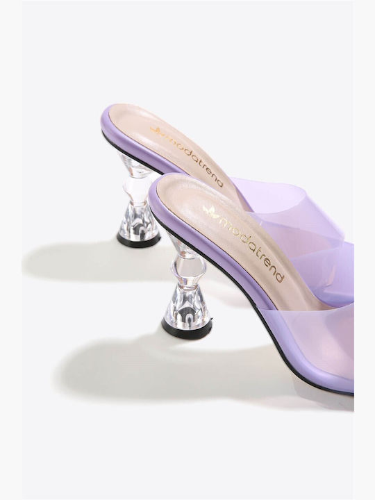 Piele Mule cu Toc în Culoare Violet