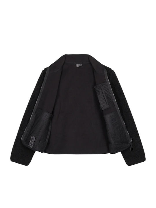W Wuzer Fuzzar Women's Cardigan with Zipper Black