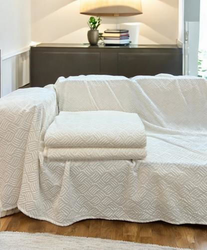 Linea Home Rafles Armchair Throw 180x160cm Ecru