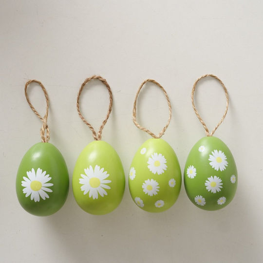Egg Pack of 4pcs Design Daisy Green H6cm D4.5cm