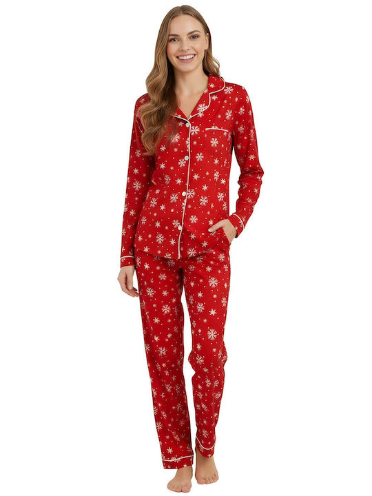 Boyraz Winter Damen Pyjama-Set Red