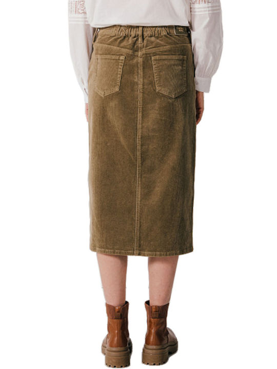 C'est Beau La Vie Hochtailliert Midi Rock Olive