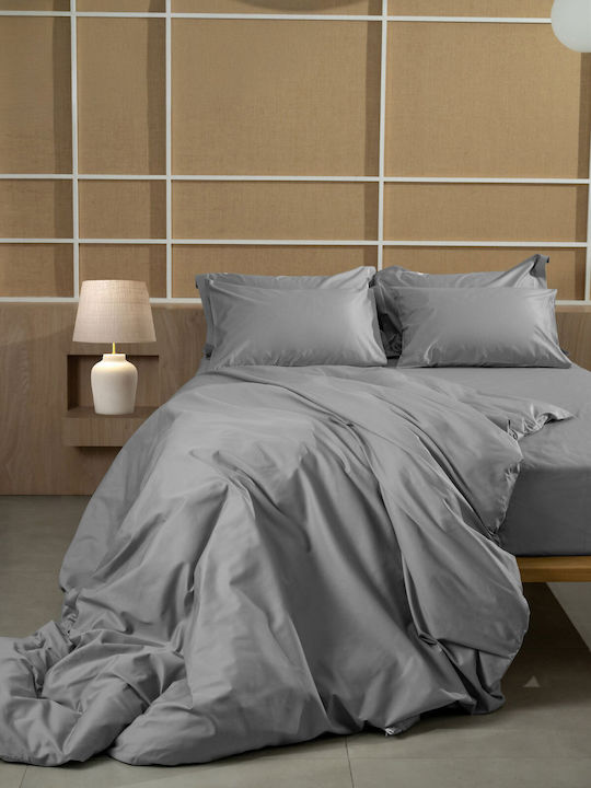 Sunshine Cearșaf Super dublu cu Elastic 160x200+40cm. Omnia Gri