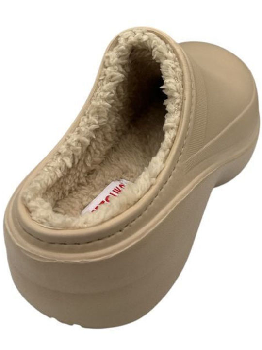 Women's Slippers with Fur White