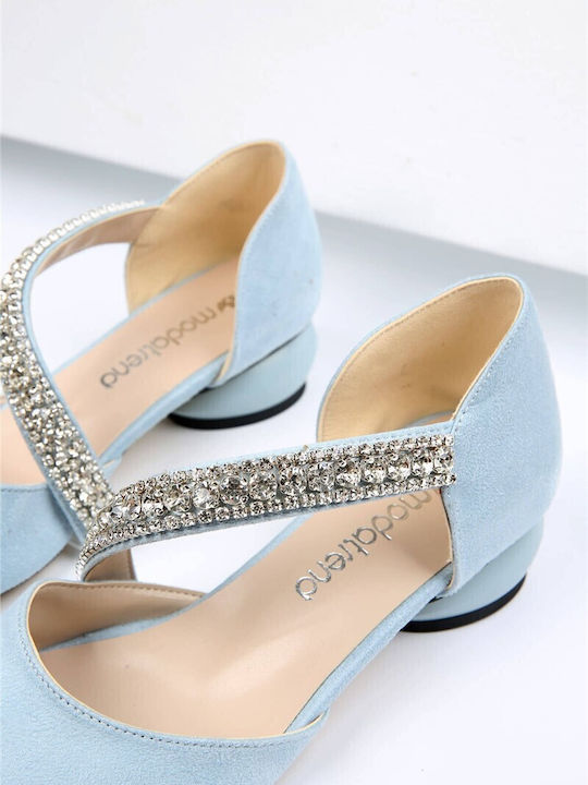 Suede Light Blue Heels