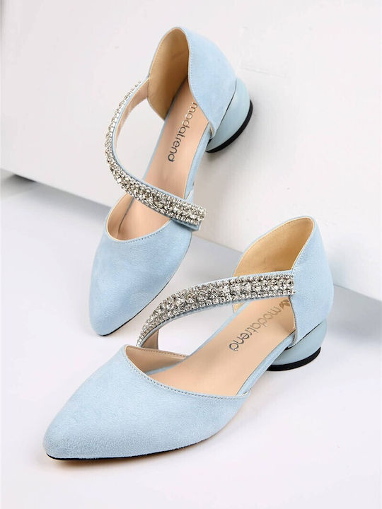 Suede Light Blue Heels