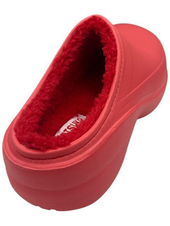 Mitsuko Women's Clogs with Fur Red