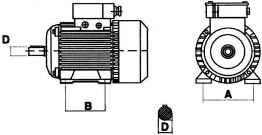 Vemat Τριφασικός Ηλεκτροκινητήρας 2hp Μέγιστων Στροφών 2800rpm με Σφήνα 400V